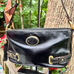 Etienne Aigner Black Leather Tassle Shoulder Bag, excellent condition 11x7x3